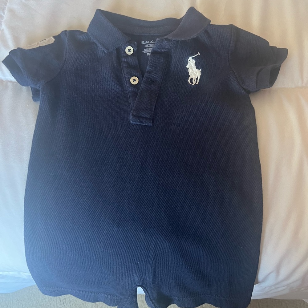 Ralph Lauren Navy Blue Baby Romper